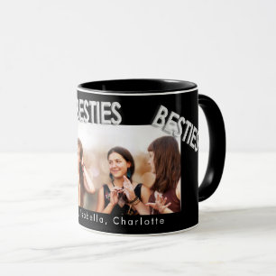 Best friends black silver besties photo mug