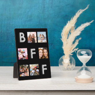 Best friends black silver photo collage BFF  Plaque