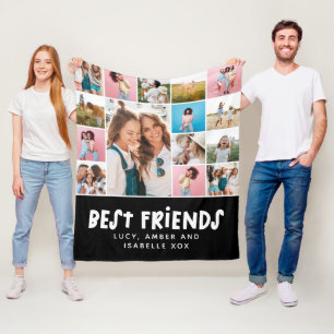 Best friends black whitel 15 photo modern minimal fleece blanket