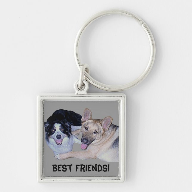 Best Friends Border Collie & German Shepherd Key Ring (Front)