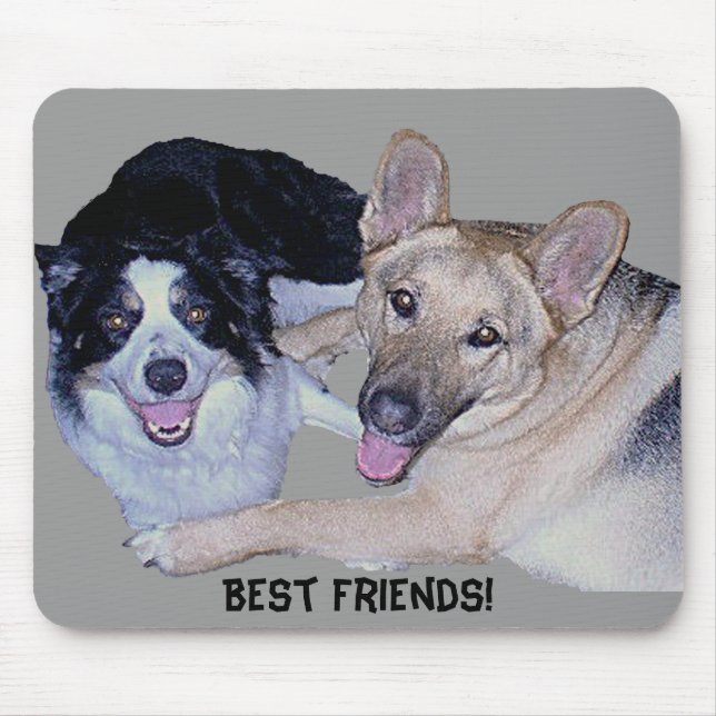 Best Friends Border Collie & German Shepherd Mouse Mat (Front)
