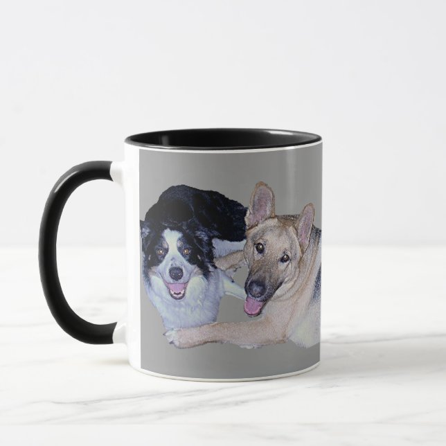 Best Friends Border Collie & German Shepherd Mug (Left)