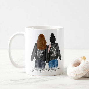 Best Friends Brunette Dark Bun Hair BFF Besties Coffee Mug
