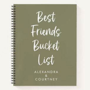 Best Friends Bucket List Personalised Olive Green Notebook