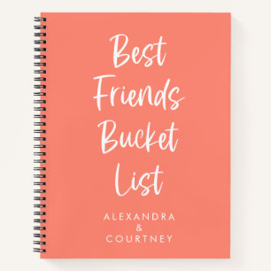 Best Friends Bucket List Personalised Peach Coral Notebook