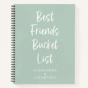 Best Friends Bucket List Personalised Sage Green Notebook