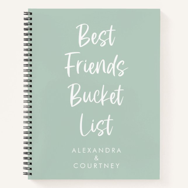 Best Friends Bucket List Personalised Sage Green Notebook (Front)