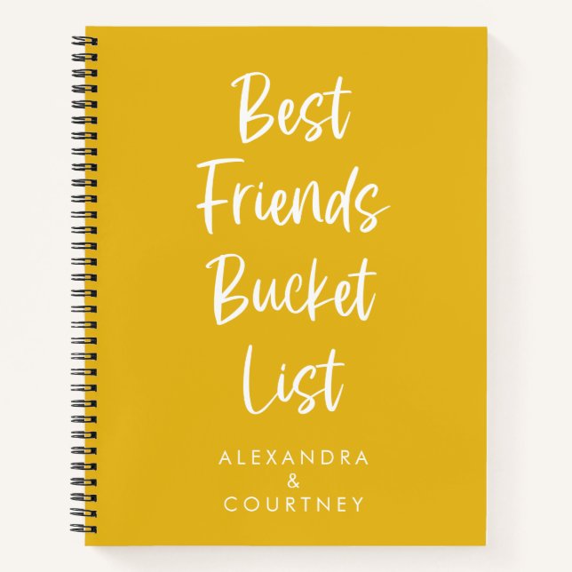 Best Friends Bucket List Personalised Yellow Notebook (Front)
