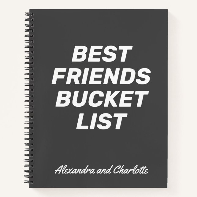 Best Friends Bucket List Simple Personalised Names Notebook (Front)