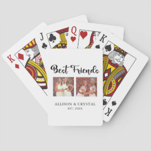 Best Friends Calligraphy 2 Photo Collage BFF's Playing Cards