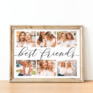 Best Friends Calligraphy Photo Collage Poster