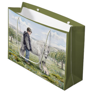 Best Friends-Child with Pony and Dog in an Orchard Large Gift Bag
