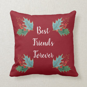 Best Friends Christmas Holly Pillow 16x16
