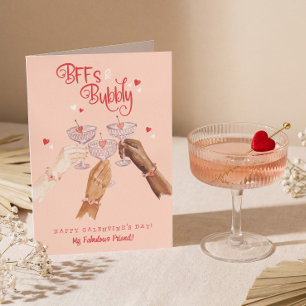 Best Friends Cocktail Cheer Happy Galentine's Day Holiday Card