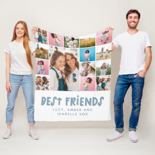 Best friends colourful 15 photo modern minimal fle fleece blanket