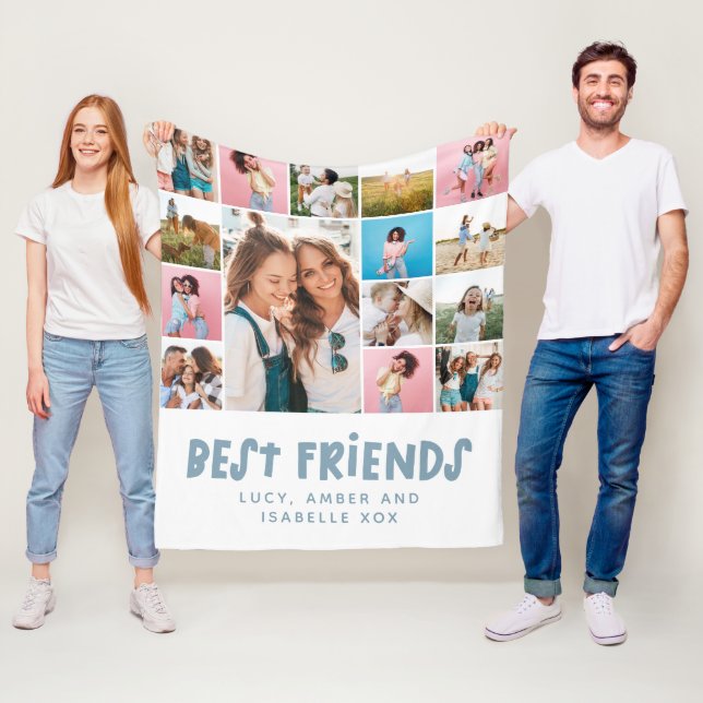 Best friends colourful 15 photo modern minimal fle fleece blanket (In Situ)