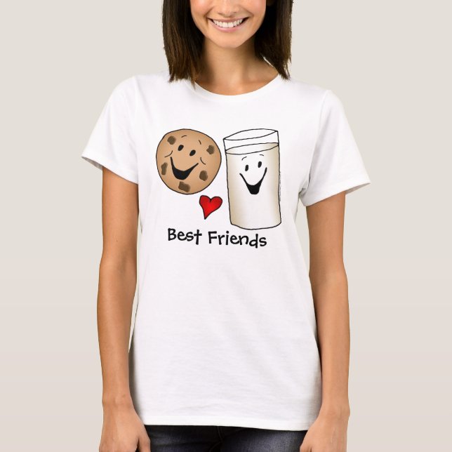 Best Friends Cookies and Milk Cartoon T-shirt (Front)