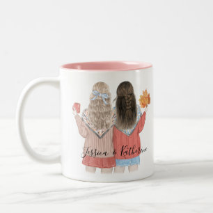 Best Friends Custom Hair BFF Besties Friendship  Two-Tone Coffee Mug