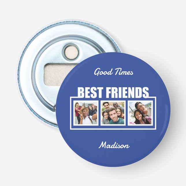Best Friends custom name, photos & colour Bottle Opener (Front)