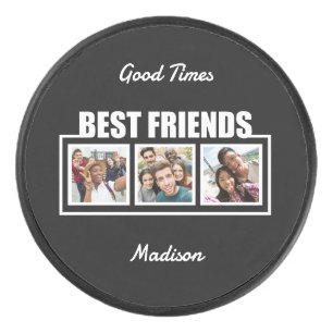 Best Friends custom name, photos & colour Hockey Puck