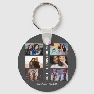 Best Friends custom names and 6 photo collage bff  Key Ring