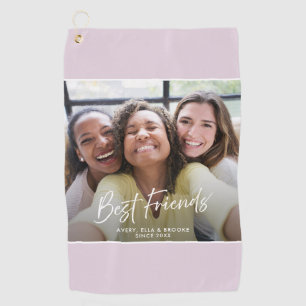 Best Friends Custom Photo Names Pink Sports Towel
