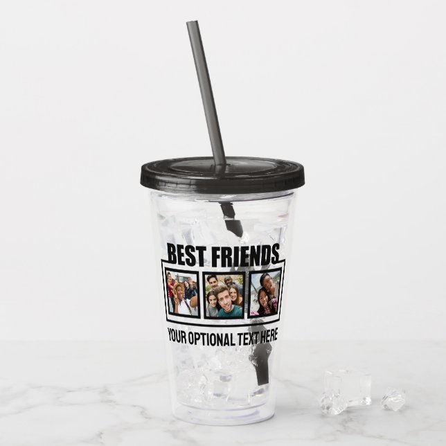 Best Friends custom photos & text Acrylic Tumbler (Front Ice)