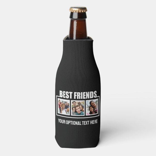 Best Friends custom photos, text & colour Bottle Cooler (Bottle Front)