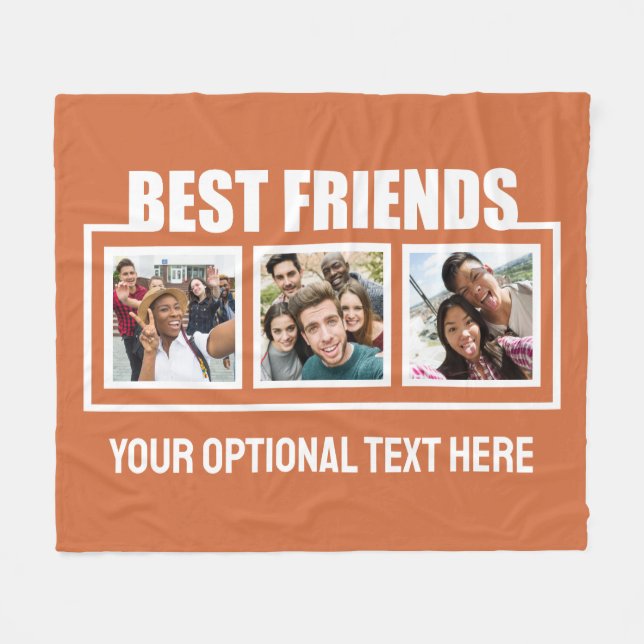 Best Friends custom photos, text & colour Fleece Blanket (Front (Horizontal))