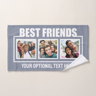Best Friends custom photos, text & colour Hand Towel
