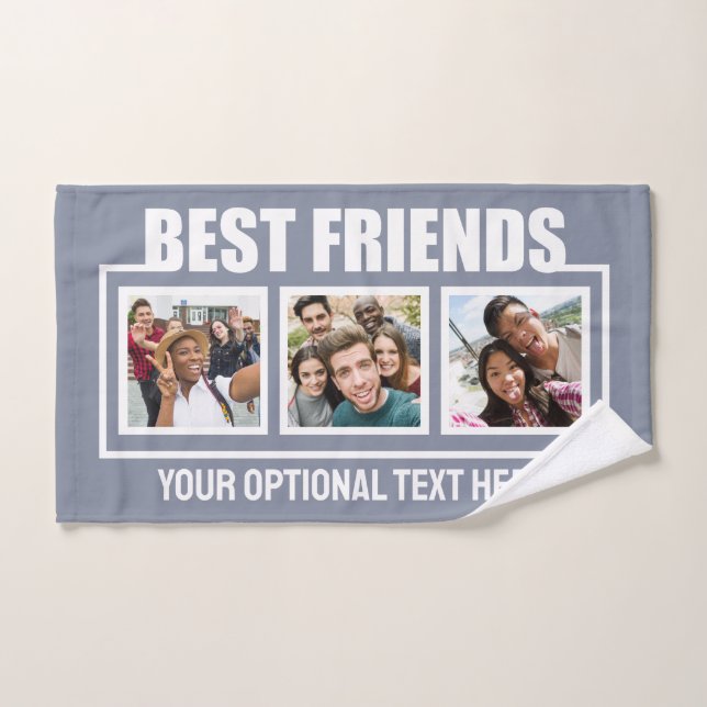 Best Friends custom photos, text & colour Hand Towel (Hand Towel)