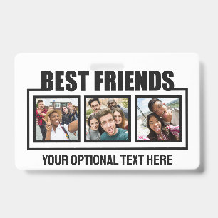 Best Friends custom photos, text & colour ID Badge