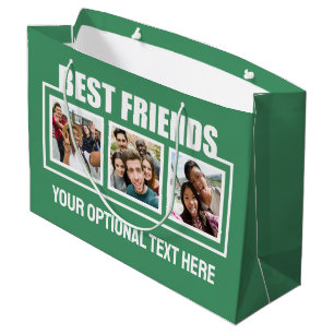 Best Friends custom photos, text & colour Large Gift Bag