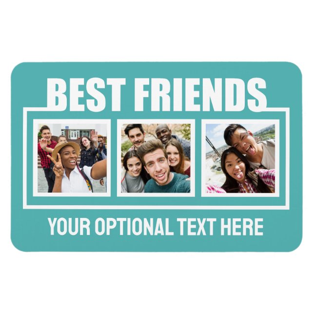 Best Friends custom photos, text & colour Magnet (Horizontal)