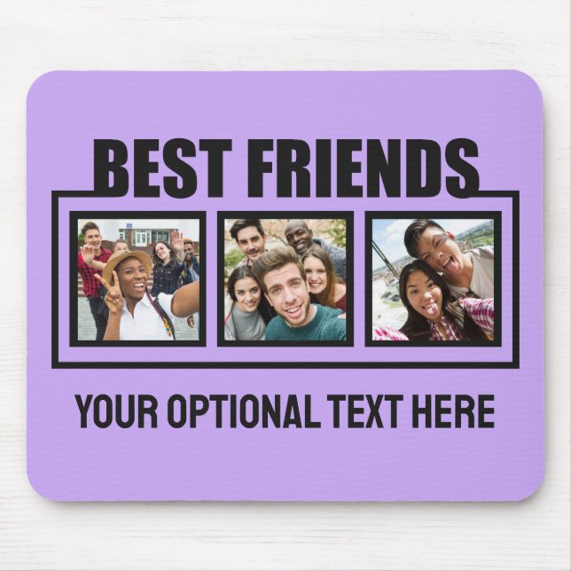 Best Friends custom photos, text & colour Mouse Mat (Front)