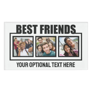 Best Friends custom photos, text & colour Name Tag