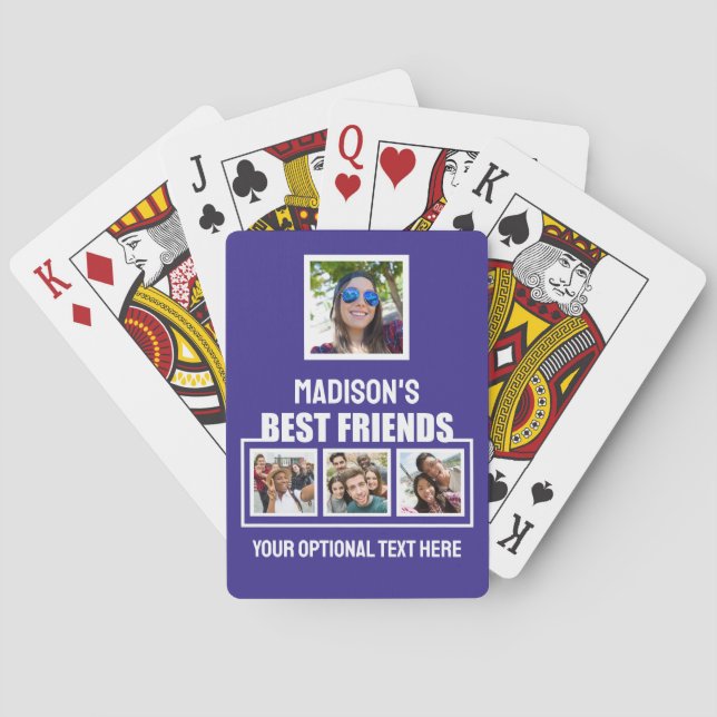 Best Friends custom photos, text & colour Playing Cards (Back)