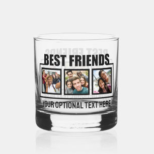 Best Friends custom photos & text Whiskey Glass
