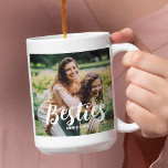 Best Friends Customised Photo Collage Coffee Mug<br><div class="desc">This modern best friends, photo collage Mug is the perfect gift for your best friend, featuring 4 of your favourite photographs, the text BESTIE in a fun script font, and then personalise with your names. Fantastic as a christmas, graduation, galatines, birthday or gift for any other special occassion, the font...</div>