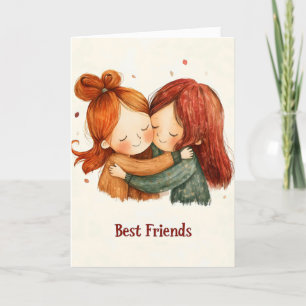 Best Friends Cute Girls Holiday Card