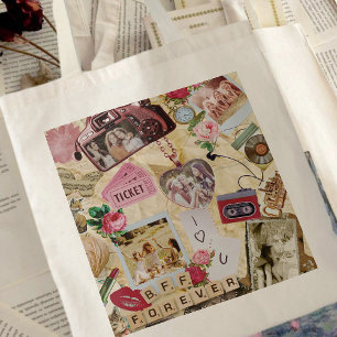 Best Friends Cute Scrapbook Art Photo Collage BFF Tote Bag