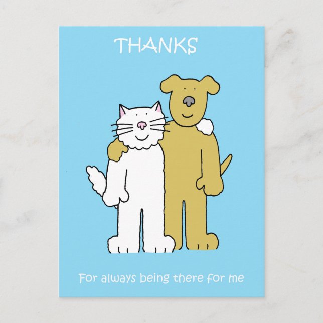 Best Friends Day June 8th Cartoon Cat and Dog Postcard (Front)