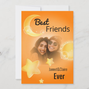 Best friends ever photo moon sun star invitation