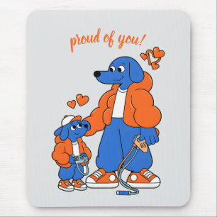 Best Friends : Father and son Blue Dog Duo ( Orang Mouse Mat