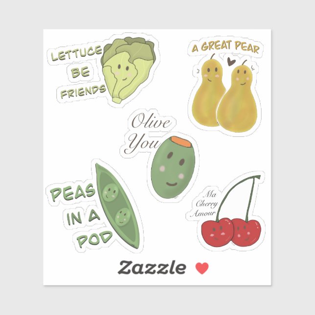 Best Friends Food Pun Sticker Sheet (Sheet)