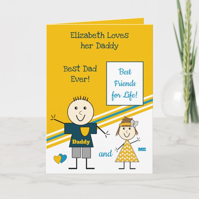 Best Friends for Life Daddy and me yellow blue Card (Front)