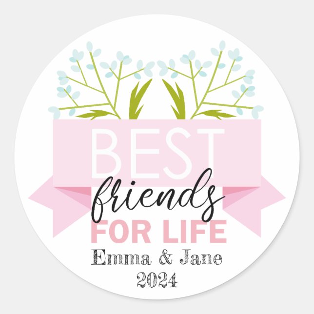 Best Friends for Life Happy Friendship Day Classic Round Sticker (Front)