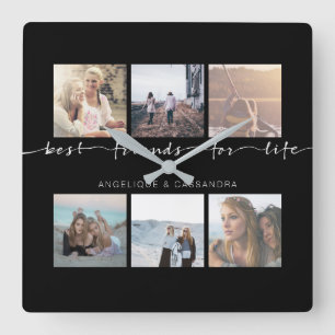 Best Friends for Life Typography Instagram Photos Square Wall Clock