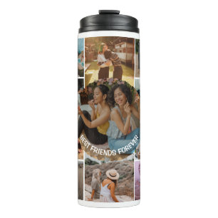 Best Friends Forever 11 Photo Collage Friendship Thermal Tumbler