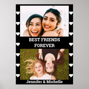 Best Friends Forever 2 Custom Photo and Name black Poster